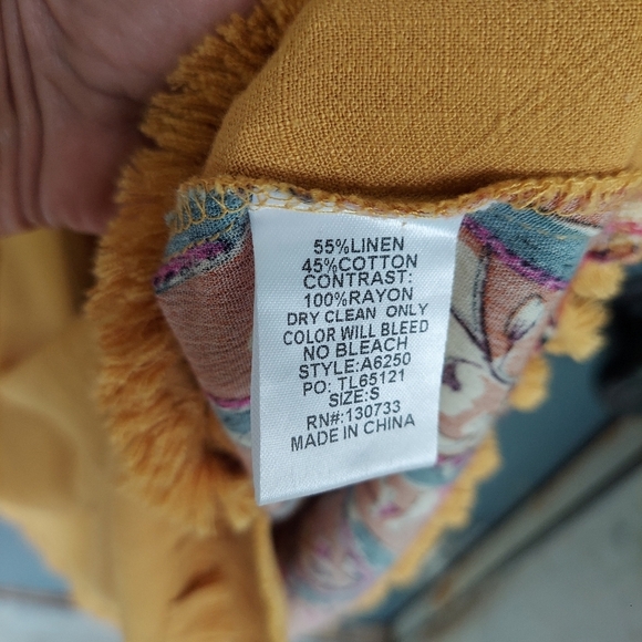 Boho Linen Blend Paisley Summer Midi Dress - Picture 5 of 6